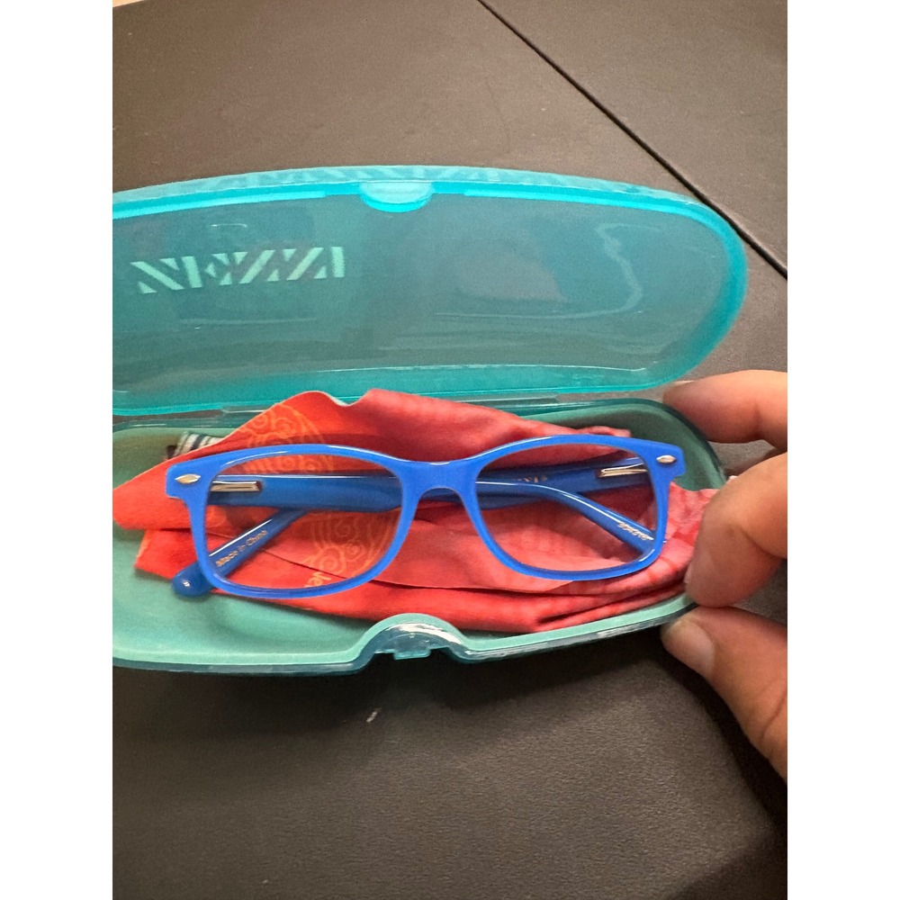 Zenni Optical 304316 Blue Rectangular Eyeglass Frames‎ with Case and Cloth